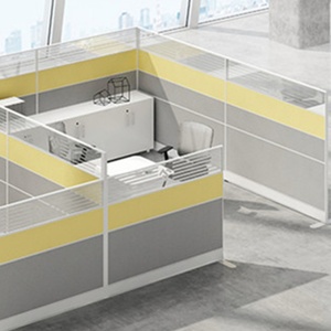 Modern 2-Person Modular Meeting <b>Table</b> with <b>Aluminum</b> Partition MDF Office Cubicle Workstation for Home or School Use - Product Image 6