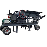 Concasseur à mâchoires mobile sur pneus PE 220x350 5-12t/h, concasseur à mâchoires diesel à alimentation de 180 mm pour le concassage sur site de maintenance routière