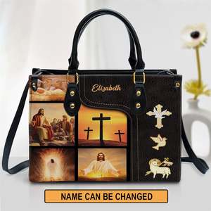 Sac personnalisé Jésus Agneau Croix Pu Sac Bas quantité minimale de commande Impression DropShip Cuir Biblle Sac à main pour les femmes - Product Image 2