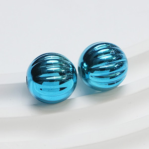 Cuentas de Calabaza con Rayas UV, Materiales para Manualidades, Cuentas Redondas Acrílicas, Accesorios de Decoración Navideña Electrochapados - Product Image 3