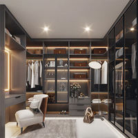 Armoire coulissante en verre de luxe léger avec éclairage LED, dressing intégré pour magasin de vêtements, dressing sur mesure gratuit