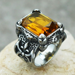 Người đàn ông mạnh mẽ Châu Âu và Hoa Kỳ retro titan thép Inset Zircon Nhẫn Viking Viking chiến binh Honor <span class=keywords><strong>Ring</strong></span> - Product Image 4