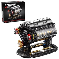 GOQI GQ-3101 Nouveau Kit de Modélisme Mini Moteur V8 Voiture de Course à Assembler Ornement de Bureau Jouet Cadeau d'Anniversaire pour Garçon Ensemble de Blocs de Construction