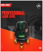 Niveau laser auto-nivelant à faisceau vert 360° rotatif horizontal et vertical, niveau laser croisé avec batterie, sac de transport