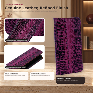 Étui portefeuille en cuir véritable pour <span class=keywords><strong>iPhone</strong></span> 18 17 16 15 14 13 12 Pro Max Plus avec porte-cartes magnétique et protection RFID - Product Image 3