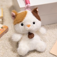 Porte-clés chat en peluche mignon 10 cm, jouet en peluche doux avec clochette, pendentif de sac Kawaii, personnalisable, cadeau pour enfants, accessoires de décoration intérieure