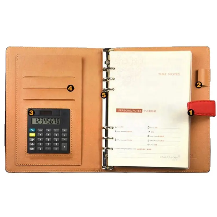 Angepasst smart schule student lose blatt undatiert leder veranstalter planer mit kunststoff ring werbe notebook rechner