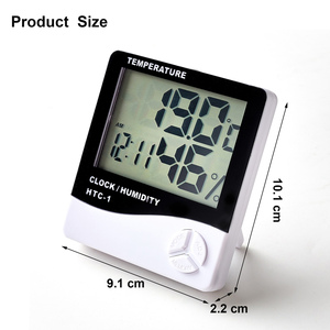 Mini Higrómetro Digital LCD HTC-1 de Plástico, Termómetro Interior con Reloj, Alarma de Temperatura Ambiente y Monitor de Humedad, Directo de Fábrica - Product Image 1