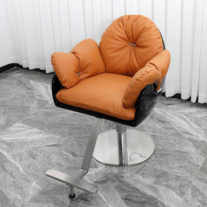 Contemporary Barber <b>Chair</b> Hydraulic Salon Styling <b>Chair</b> Upholstered Hair Cutting Seat with Gold Base - Product Image 4