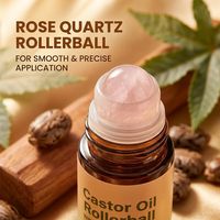 Huile de ricin biologique en roll-on avec quartz rose, huile de ricin biologique 100% pressée à froid en flacon en verre avec applicateur roll-on pour la peau, les sourcils et les cils