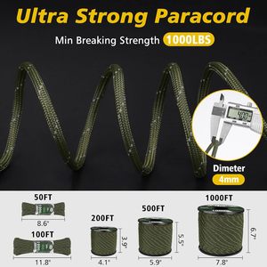 Cordon <span class=keywords><strong>de</strong></span> parachute double en nylon/polyester réfléchissant, 12 brins, 750 livres, 4 mm, 32 fils, haute résistance pour le camping, la pêche, la randonnée - Product Image 5