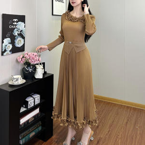 工厂批发女式时尚连衣裙宽松荷叶边休闲连衣裙三宅褶皱连衣裙涤纶面料 - Product Image 2