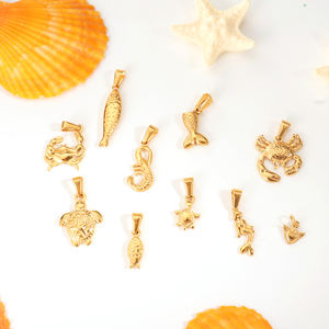 Olivia Acier Inoxydable Poisson <span class=keywords><strong>Crabe</strong></span> En Gros Pvd <span class=keywords><strong>Or</strong></span> 18K Sirène Tortue Hommes Femmes Plage Bijoux De Mode Pendentif pour DIY Faire - Product Image 2