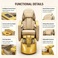 Fauteuil de pédicure professionnel de luxe avec dossier électrique réglable et fonction massage, mobilier de salon de beauté