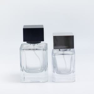 Flacon de parfum carré en verre 30ml 50ml 100ml, flacon de parfum cube, flacon de parfum de luxe avec bouchon noir - Product Image 6