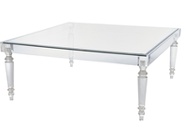 Table basse carrée moderne en lucite transparente avec verre trempé, logo personnalisé, en acrylique, facile à nettoyer, prix d'usine
