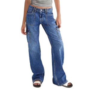 Fornitura all'Ingrosso di Jeans Classici a Gamba Dritta per Donna per il Mercato Internazionale, <span class=keywords><strong>Pantaloni</strong></span> Lunghi alla Moda con Grandi Tasche - Product Image 5