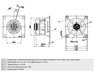 Pour K3G560-PB31-71 380/480V AC 5.1A 3300W 1540RPM 560mm Ventilateur centrifuge de refroidissement pour unité de traitement d'air (AHU) en acier inoxydable OEM - Product Image 4