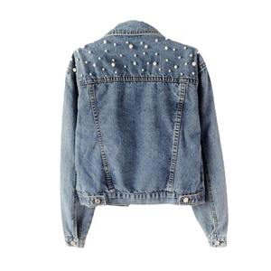 Veste en jean courte pour femme, tendance décontractée, ornée de perles, ample, printemps automne, nouvelle veste en jean - Product Image 6
