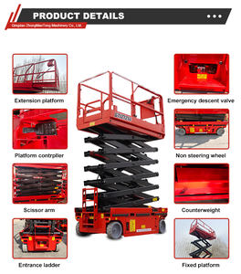 RST L049 Platform kerja Aerial pria, Lift gunting mendorong sendiri kecil hidrolik listrik 4m 6m 8m 10m 12m 14m Genie JLG - Product Image 5
