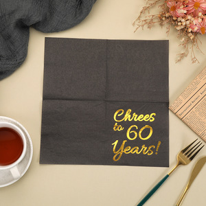 Serviettes en papier d'anniversaire estampées or, serviettes en papier jetables haut de gamme pour hôtels, restaurants, célébrations, etc. - Product Image 2