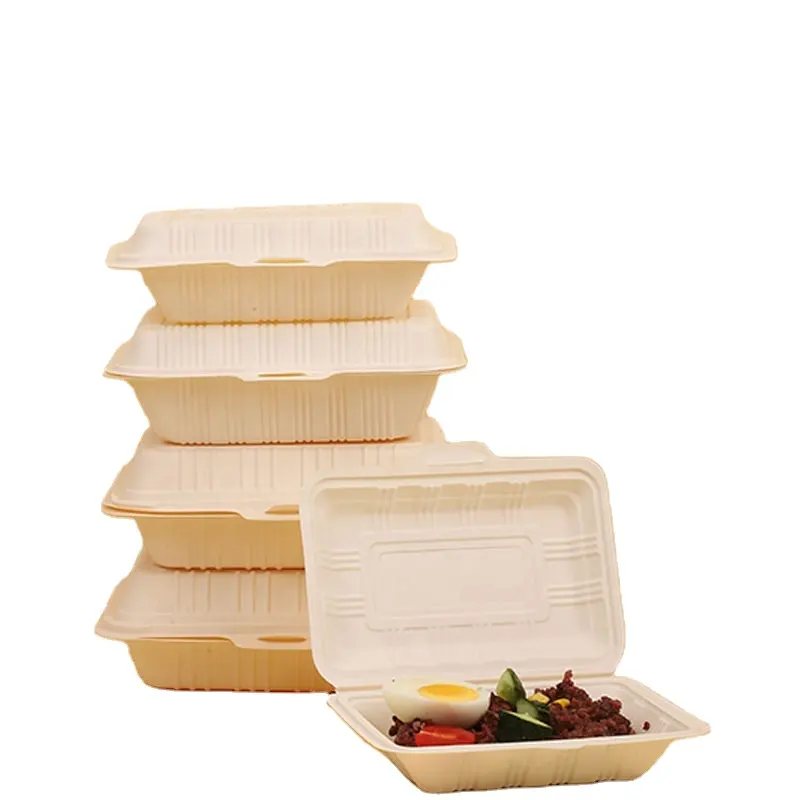 OEM levar embora recipiente de alimentos biodegradável descartável 1 2 3 4 5 compartimentos Bento de amido de milho caixa com tampa louça