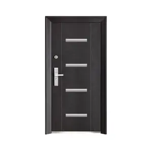 Painting Customized Key Manufacturer House Front Door Designs Steel Entry Exterior Security Steel Door China Sale Black White