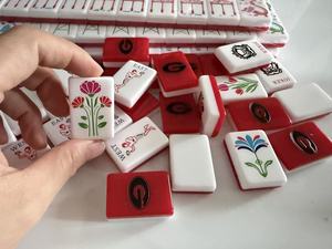 Mahjong Americano de Plástico con Patas Plegables para Fiestas, Logotipo Personalizado, Preventa de Fábrica, Naranja, En Stock - Product Image 6