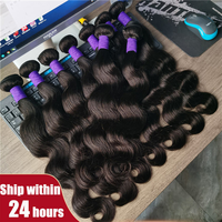 Vente en gros de mèches de cheveux humains vierges brésiliens 100% Remy, cuticules alignées, couleur naturelle, haute qualité, double trame machine