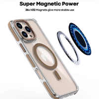 Coque de téléphone magnétique transparente de luxe pour Iphone 15 14 13 12 11 16 Pro Max Plus cadre de lentille en métal pare-chocs antichoc couverture transparente