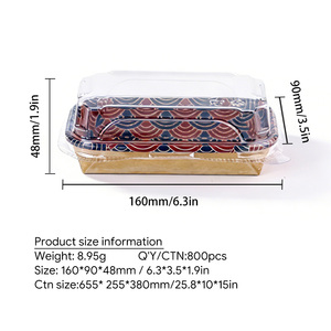 Custom Printed Japanese Style Kraft Paper Sushi <b>Box</b> with Anti-fog Lid, Disposable Takeaway Sushi <b>Container</b>, Food Grade & Oil Pro - Product Image 2