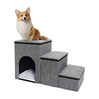 3-Stufen Haustiertreppe Weiche Schaumstoff Hunde- und Katzenrampe für Sofa und Bett Waschbarer Bezug Rutschfester Boden Gelenkschonend Haustierstufen