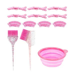 13Pcs Tóc Màu Nhuộm Kit Chuyên Nghiệp Salon Công Cụ Cho Tự Làm Trộn Bao Gồm Tóc Clip Trộn Bát Nhuộm Màu Bàn Chải Earmuffs