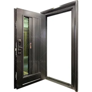 Puerta de seguridad de entrada principal de primera clase, puerta inteligente de acero y Metal, puertas de acero modernas para Exterior