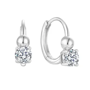 Qingxin bijoux personnalisés classique doux et élégant Design Zircon 925 argent sterling plaqué rhodium boucles d'oreilles créoles