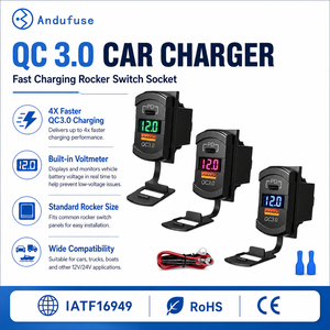 Prise de chargeur USB étanche avec affichage de tension LED bleu, ports PD Type C et QC3.0, 12-24V, accessoire pour voiture, camping-car, voiturette de golf - Product Image 1
