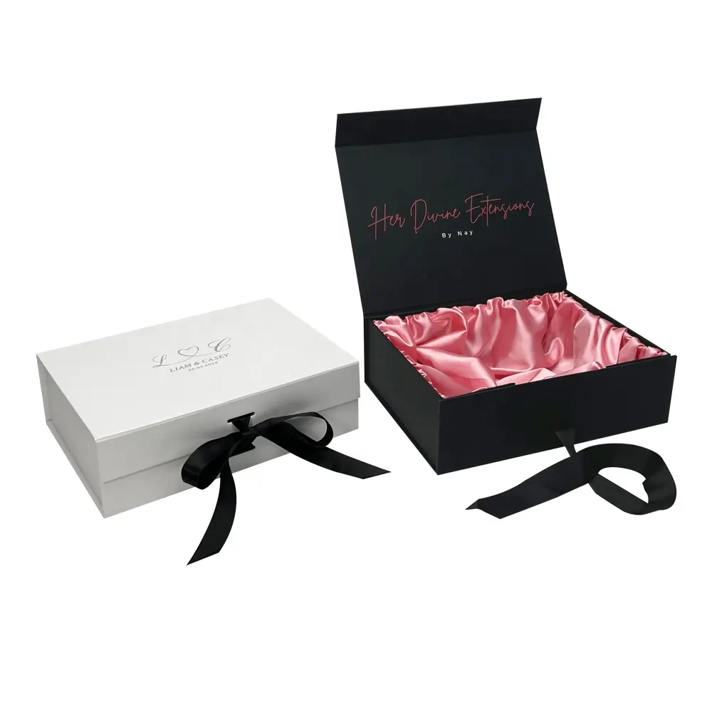 niedriges MOQ kundenspezifisches Logo Luxus-Großhandelspapierbox Wimpernboxen schwarz und rosa Kleidungskarton faltbare schwarze Geschenkboxen mit Magnet