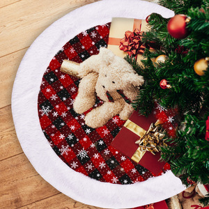 Gonna per Albero di Natale a Quadri Buffalo Plaid con Fiocchi di <span class=keywords><strong>Neve</strong></span>, Colorata, 24/36 Pollici, Lussuosa, Nera e Rossa, con Motivo a Fiocchi di <span class=keywords><strong>Neve</strong></span> - Product Image 2