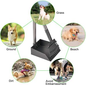 Grand ramasse-crottes robuste pour animaux de compagnie avec manche long réglable, ensemble de râteau et plateau en métal, outil de jardinage pour l'élimination des déchets canins en extérieur - Product Image 5