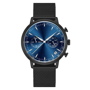 Montre à quartz élégante et décontractée pour homme, de marque haut de gamme, bleue, étanche, 43 mm, en acier inoxydable, fine, avec date, <span class=keywords><strong>bracelet</strong></span> <span class=keywords><strong>milanais</strong></span>, sport - Product Image 3