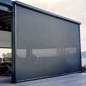 Ngoài trời nhôm cửa sổ dọc không thấm nước cơ giới PVC con lăn màn trập Zip Rèm Patio có thể thu vào muỗi màn hình cửa sổ - Product Image 1