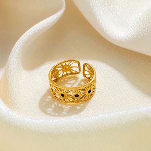 Bague en acier inoxydable plaqué or pour femme, style minimaliste, motif goutte d'huile, tendance - Product Image 6