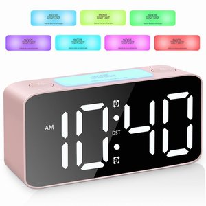 Digital Alarm <b>Clock</b> <b>LED</b> Display Desk Table <b>Clock</b> USB Rechargeable Adjustable Volume Snooze Night Light for Bedroom - Product Image 6