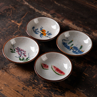 Assiettes en céramique à motifs fruités peintes sous glaçure, plats ronds à condiments, coupelles à sauce soja et vinaigre, assiettes de service en céramique
