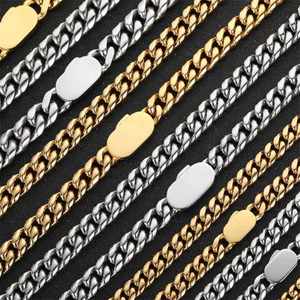 Cadena Cubana de Acero Inoxidable con Hebilla de Resorte de un Solo Lado, Collar y Pulsera de Oro de 18K para Hombre, Estilo Hip Hop - Product Image 1