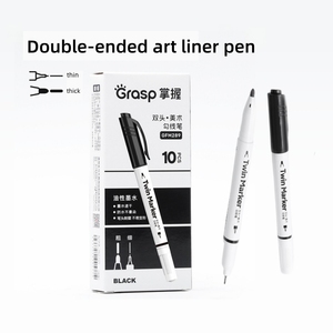 <span class=keywords><strong>Set</strong></span> Professionale di 10 <span class=keywords><strong>Pennarelli</strong></span> a Olio a Doppia Punta con 3 Colori Selezionabili per Marcatura, Disegno e Contorno - Product Image 6