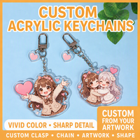 Petits porte-clés anime en acrylique en gros, breloques en plastique pour cadeaux de détail, souvenirs de conventions et faveurs de fête