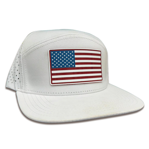 หมวกเบสบอลสำหรับผู้ชายหมวกแก็ปหมวกแก็ปหมวกแก็ปเบสบอลขอบแบนตัดด้วยเลเซอร์แบบ6แผงกันน้ำสีขาว - Product Image 3