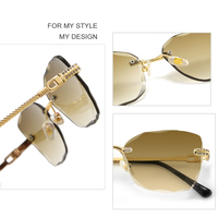 HBK 2023-Lunettes de soleil rétro vintage à monture métallique sans monture pour femmes, lunettes de soleil de voyage pour l'extérieur
