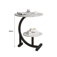Venta al por mayor minimalista mesa de centro moderna mesita de noche con marco de metal en forma de C mesa auxiliar para sala de estar dormitorio Hotel